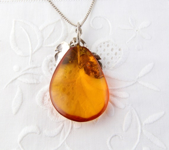 Sterling silver necklace with natural amber, Balt… - image 5