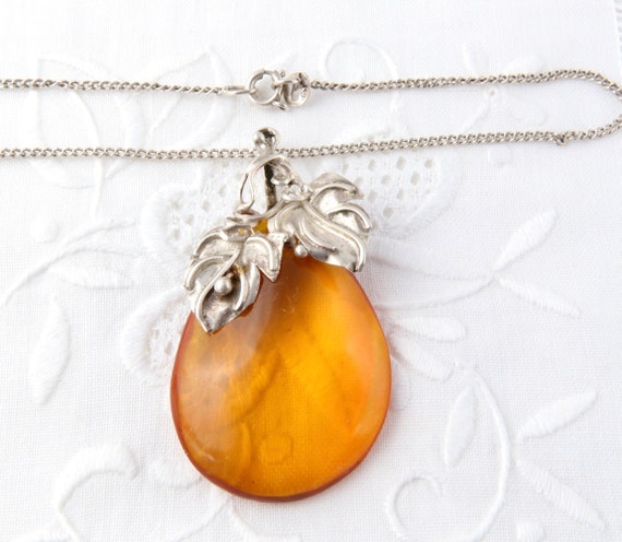 Sterling silver necklace with natural amber, Balt… - image 8