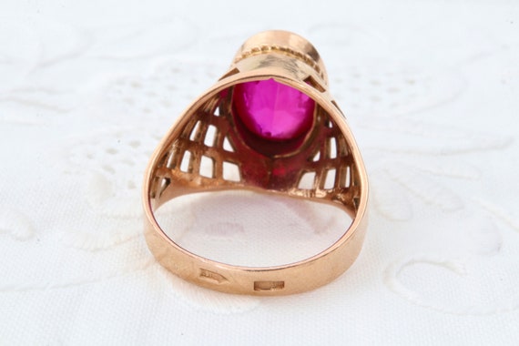 Gold ruby ring, Gold 583 14k, Red ruby ring, Vint… - image 8