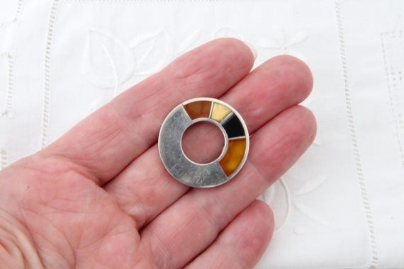 Large open circle sterling silver ring, Multi col… - image 9