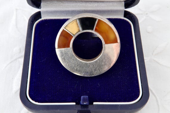 Large open circle sterling silver ring, Multi col… - image 4