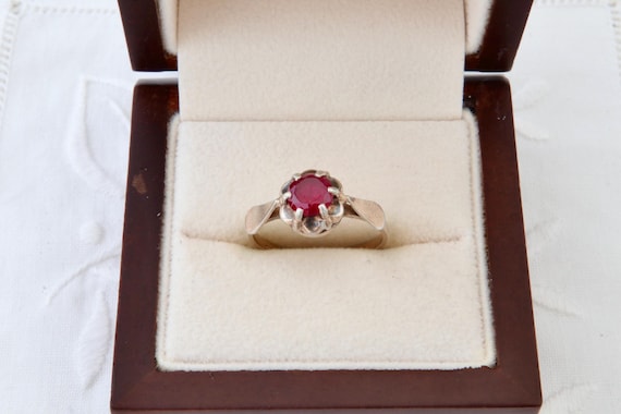 Ruby silver ring, Flower ring, Sterling silver wi… - image 1