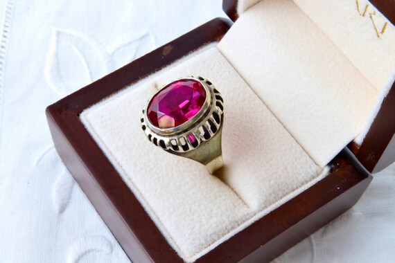 Ruby ring, Sterling silver ring with red ruby, 87… - image 3