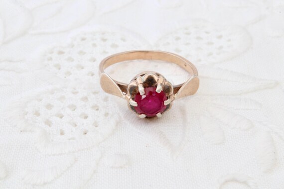 Ruby silver ring, Flower ring, Sterling silver wi… - image 5