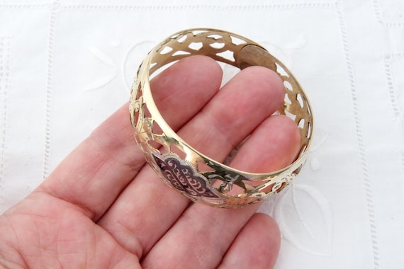 Wide solid stripe silver bracelet with niello, Vi… - image 2