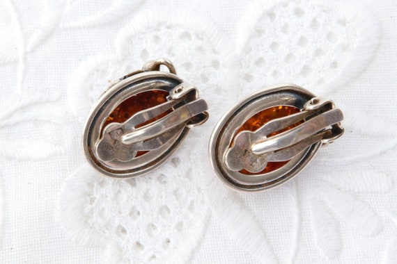 Silver earrings amber, Sterling earrings clip nat… - image 6