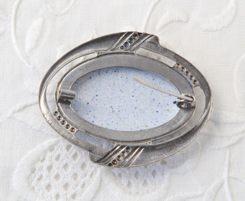 Vintage Soviet Brooch Flower Enamel Brooch Russian Brooch with Enamel Hand Painted