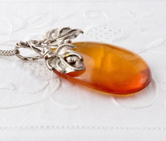 Sterling silver necklace with natural amber, Balt… - image 4