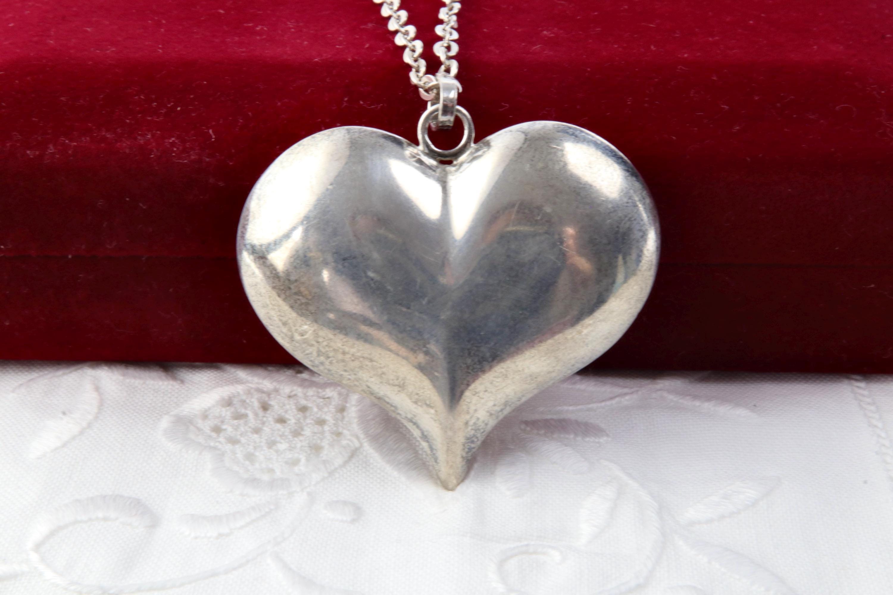 Collana Cuore 3D In Argento Sterling 925 Con Granato – Ciondolo 1,1x2 Cm – Catena 45 Cm – Regalo Per Lei