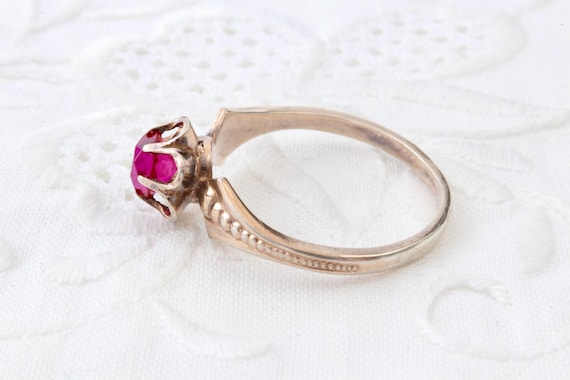 Sterling silver ruby ring, 875 silver with gold p… - image 6