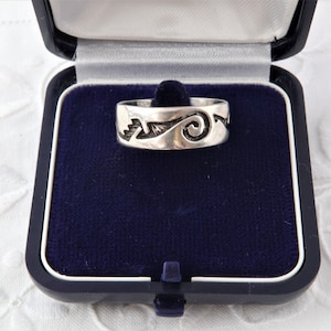 Sterling Silber Ring, Streifen Ring, Schwarze Muster Ring, Minimalist silber Ring, Vintage silber Ring handgemacht