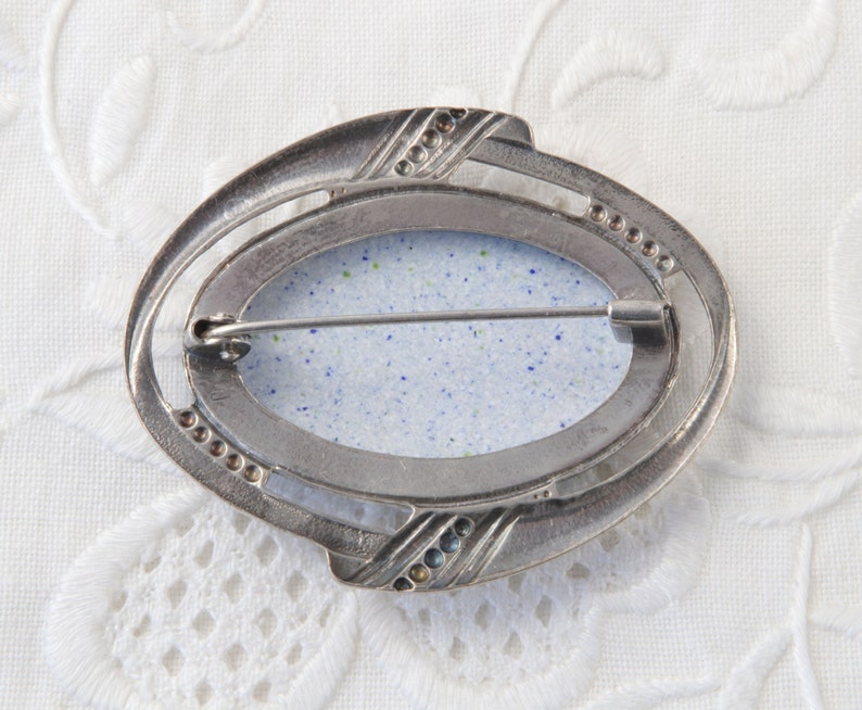 Vintage Soviet Brooch Flower Enamel Brooch Russian Brooch with Enamel Hand Painted