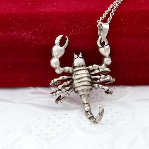 Sterling silver scorpion pendant, Handmade silver insect jewelry, Vintage silver scorpion necklace
