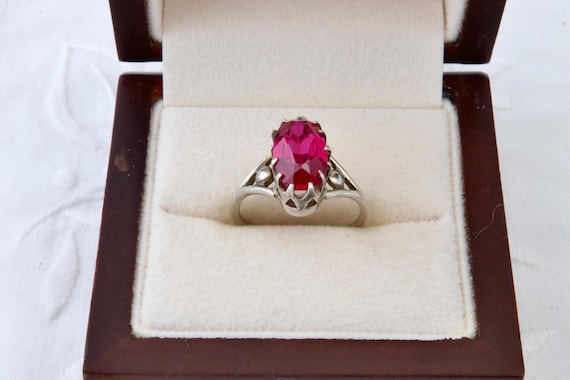 Sterling silver ruby ring, 875 silver ring, Vinta… - image 1