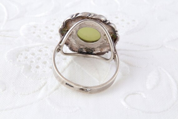 Sterling silver ring with jade, Soviet silver rin… - image 8