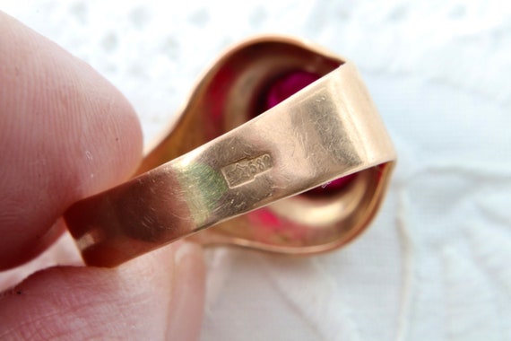 Soviet gold ring with ruby, Gold 583 samples 14k,… - image 9