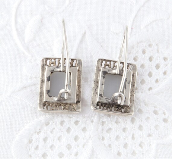 Sterling silver earrings with moonstone, Gray ear… - image 7