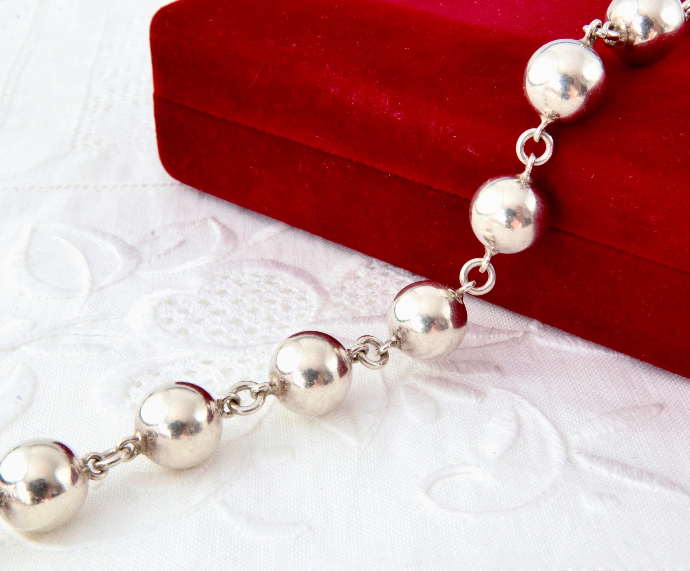 Pulsera De Cadena Hecha A Mano Con Eslabones Circulares De Plata