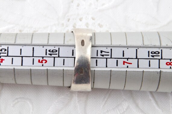 Solid stripe sterling silver ring, Black floral p… - image 10