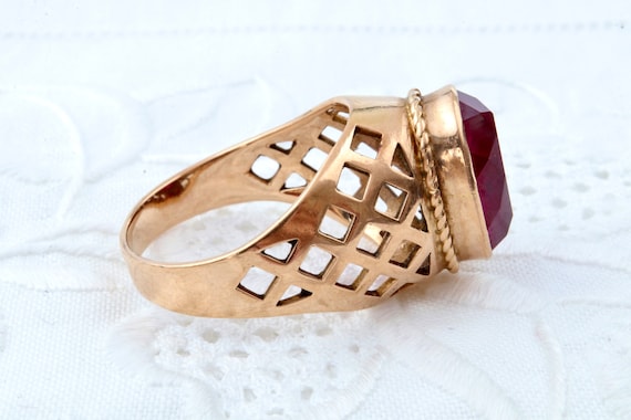 Gold ruby ring, Gold 583 14k, Red ruby ring, Vint… - image 7