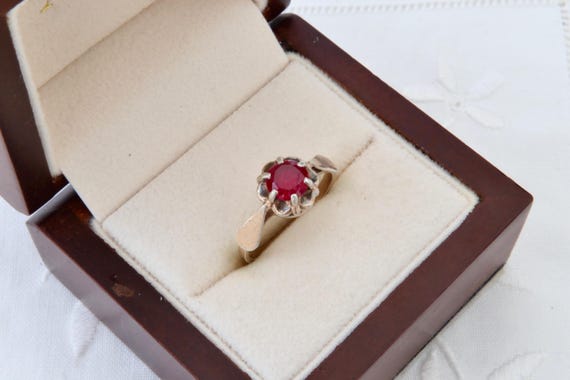Ruby silver ring, Flower ring, Sterling silver wi… - image 3