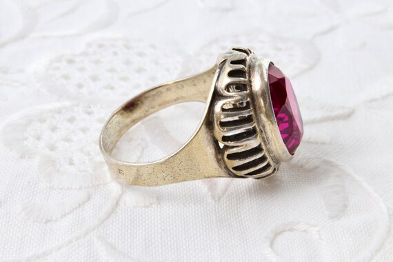 Ruby ring, Sterling silver ring with red ruby, 87… - image 7
