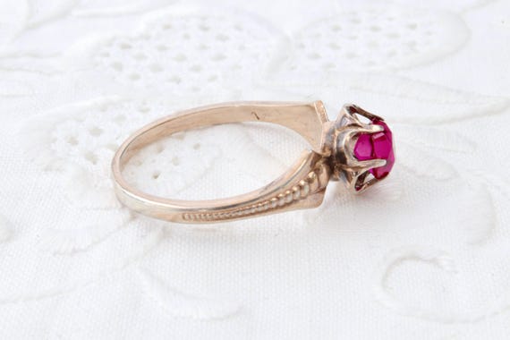 Sterling silver ruby ring, 875 silver with gold p… - image 7