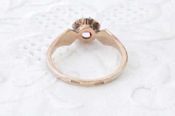 Sterling silver ruby ring, 875 silver with gold p… - image 8