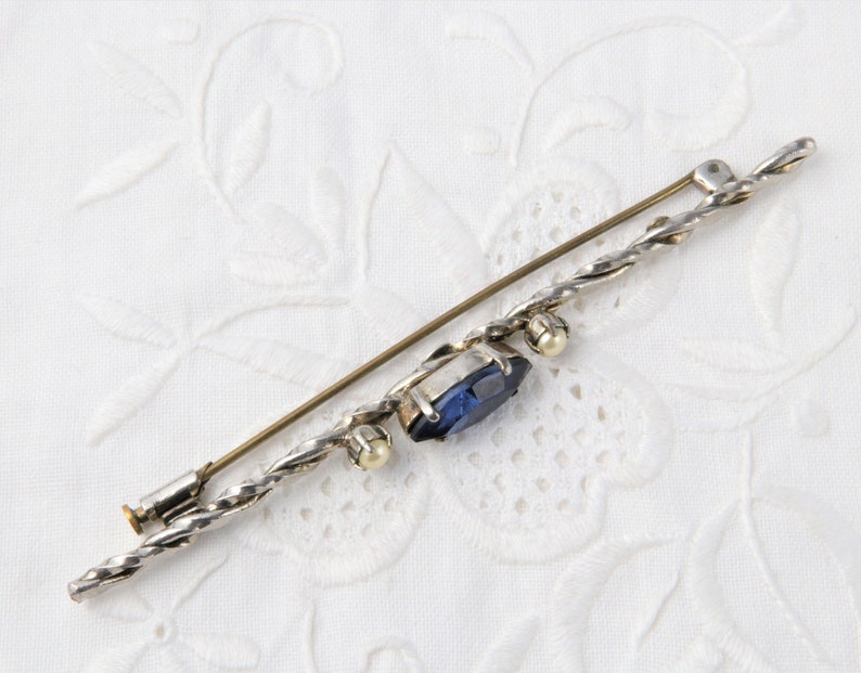 Silver Tone Brooch Vintage Brooch Bar Long Thin Brooch