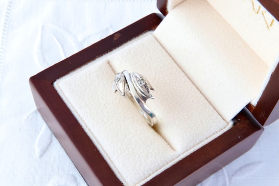 Sterling silver ring with leaves and rock crystal… - image 2