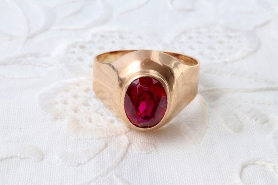Soviet gold ring with ruby, Gold 583 samples 14k,… - image 4