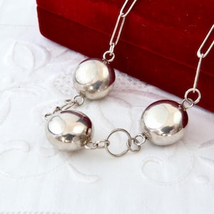 Sterling silver necklace of large balls, Round silver balls, Minimalistic necklace, Silver beads