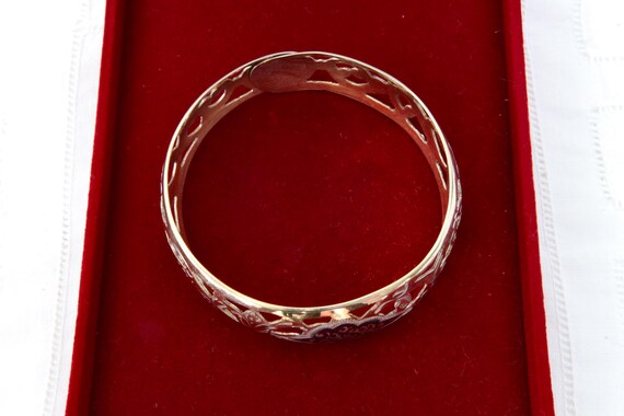 Wide solid stripe silver bracelet with niello, Vi… - image 9