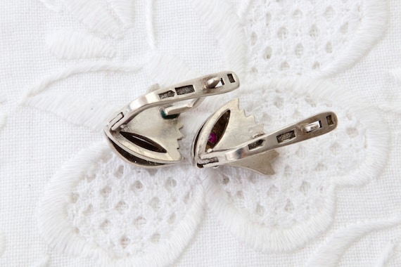 Vintage Soviet sterling silver red ruby earrings,… - image 9