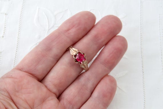 Sterling silver ruby ring, 875 silver with gold p… - image 9