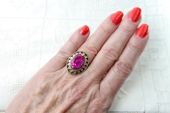 Vintage Soviet ruby ring, 875 silver ring with go… - image 9