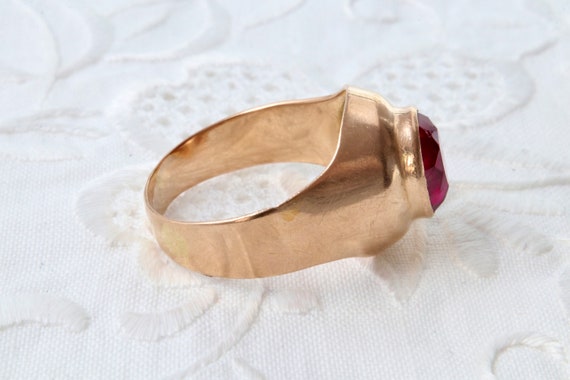 Soviet gold ring with ruby, Gold 583 samples 14k,… - image 5