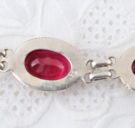 Red ruby bracelet, Sterling silver bracelet with … - image 6