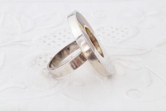 Large open circle sterling silver ring, Multi col… - image 7