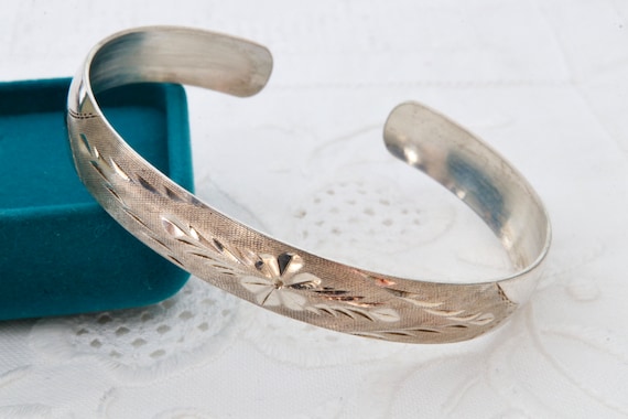 Sterling silver bracelet solid stripe, Bracelet o… - image 1