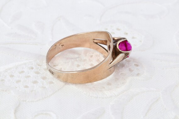 Ruby ring, Sterling silver ring with gold plating… - image 7