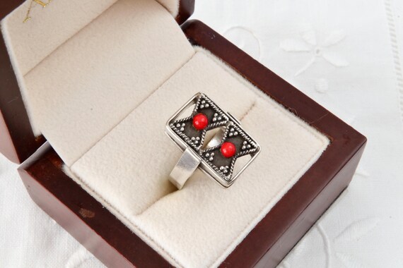 Rectangular silver ring flat surface, Handmade ri… - image 3