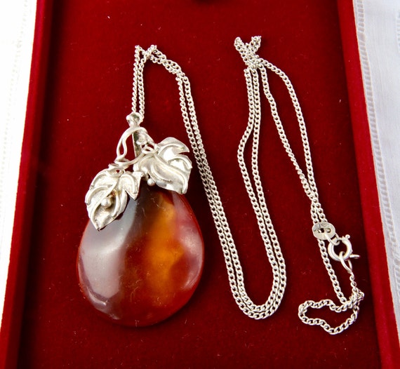 Sterling silver necklace with natural amber, Balt… - image 10