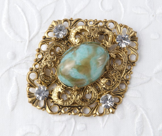 Vintage czech glass brooch deals