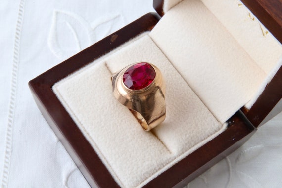 Soviet gold ring with ruby, Gold 583 samples 14k,… - image 2
