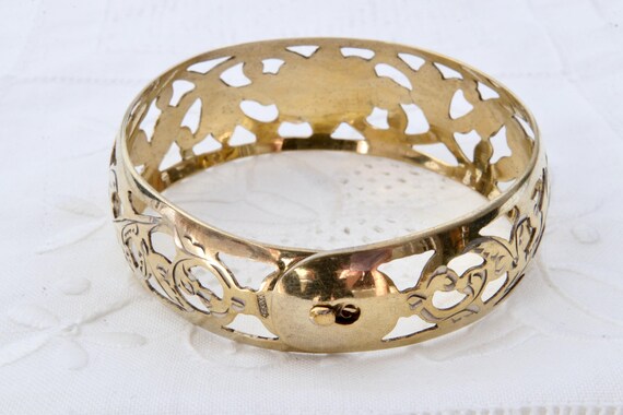 Wide solid stripe silver bracelet with niello, Vi… - image 6