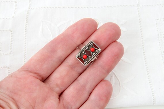 Rectangular silver ring flat surface, Handmade ri… - image 9