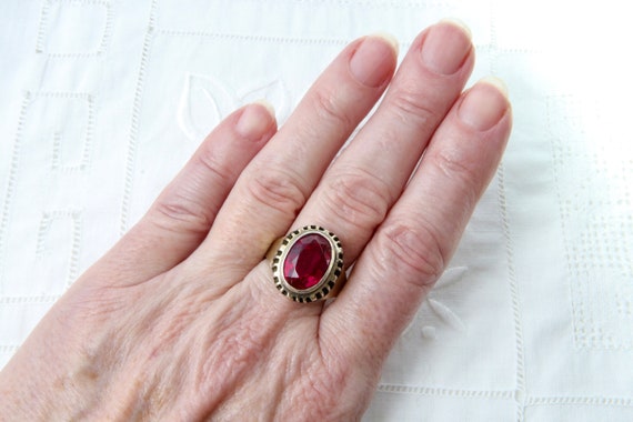 Ruby ring, Sterling silver ring with red ruby, 87… - image 9