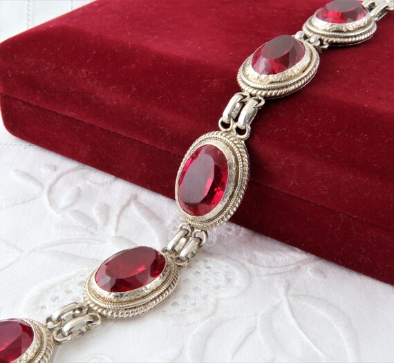 Red ruby bracelet, Sterling silver bracelet with … - image 10