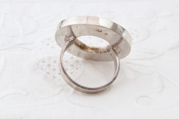 Large open circle sterling silver ring, Multi col… - image 8